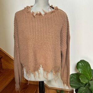 Derek Heart Distressed Brown Sweater